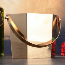 Stainless Steel Carry-on Small Ice Bucket With Ice Clip Bar Ktv Beer Red Wine Champagne Loaded Ice Bucket Creative Commercial