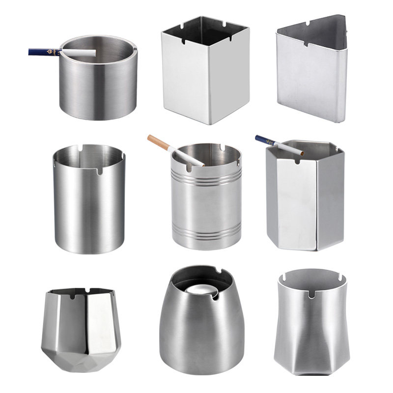 Hotel Stainless Steel Big round smoking Ashtray Office Atmospheric Brief Anti Fly Ash Windproof Anti-Fall Custom Logo