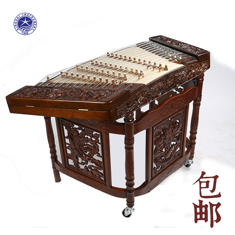 Beijing Xinghai ethnic plucked musical instrument 86210F-A high-quality nanmu embossed dragon Yangqin Yangqin Yangqin