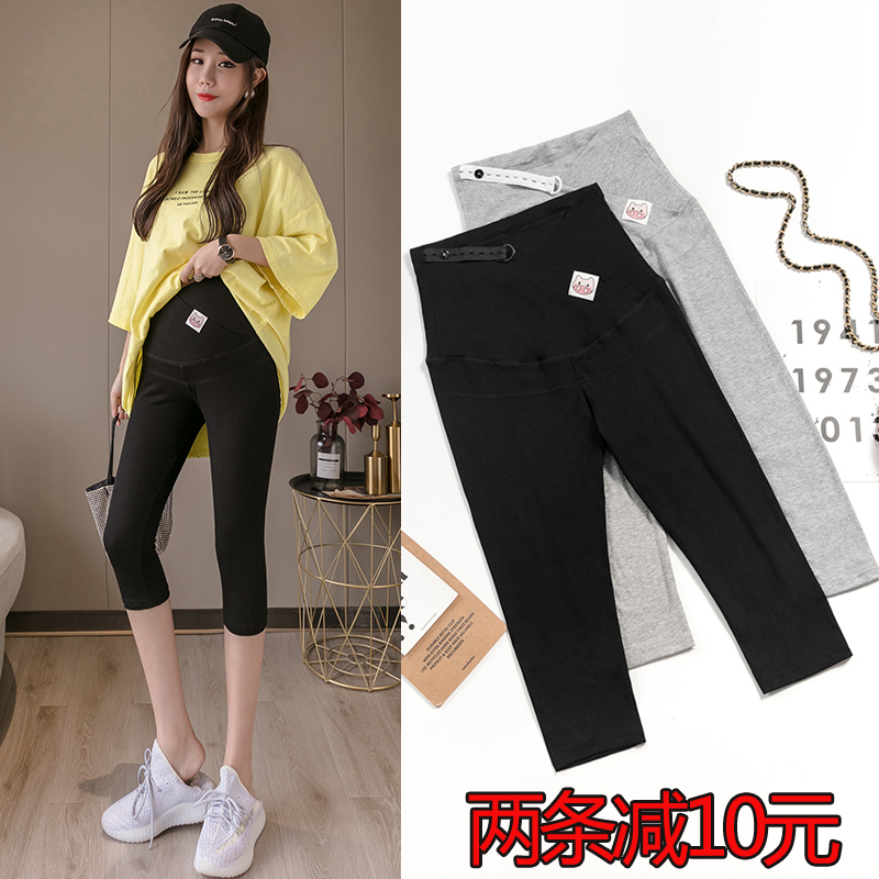 Pregnant women's pants summer thin section outerwear cropped pants short summer slim low waist fashion summer pregnant women's leggings