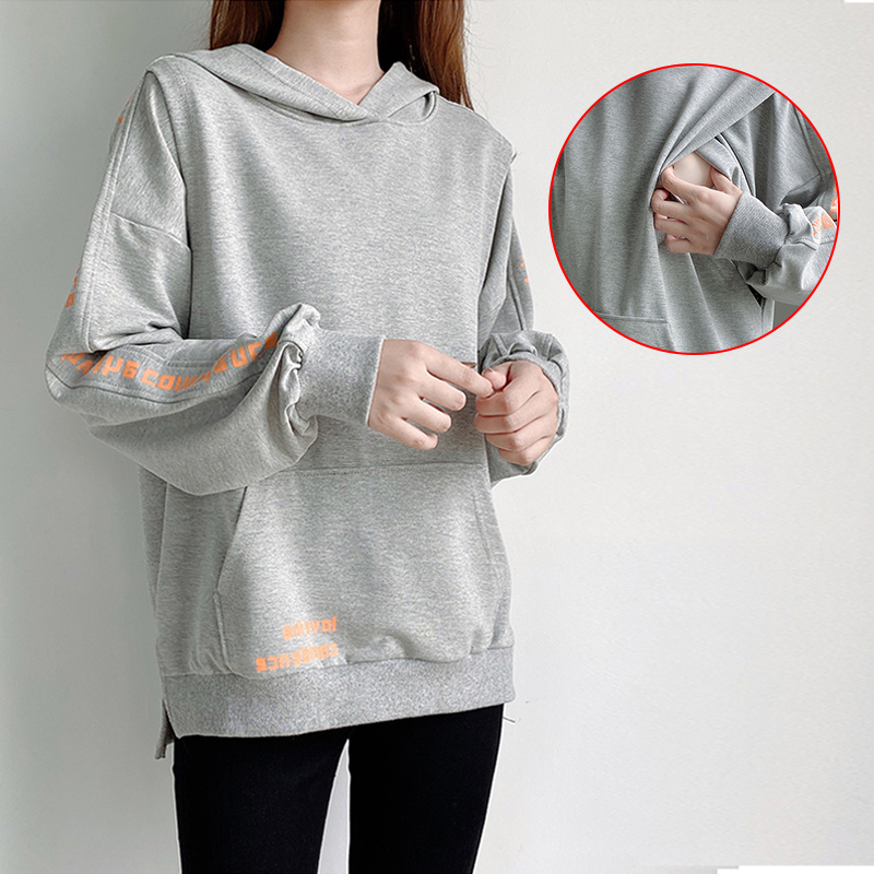 Pregnancy Woman Dress Spring Clothing Casual Blouse Outside Wearing Spring Autumn Season Fashion Spicy mother Loose Pure Cotton Tandem Hat Sportswear Long Sleeve Blouse