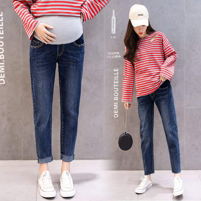 Pregnant Woman Jeans 2022 New Pregnant Woman Pants Spring Outwear Fashion Straight Barrel Old Daddy Pants Boomer Spring Autumn Long Pants