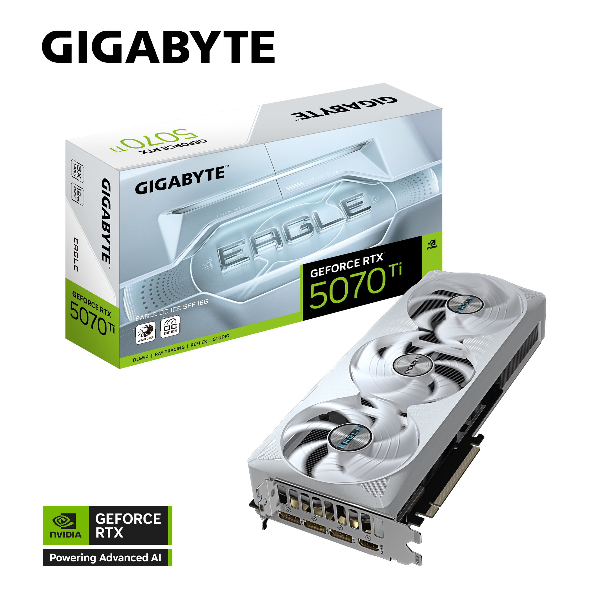 Игровая видеокарта Gigabyte Gigabyte RTX5070TI EAGLE OC ICE SFF 16GB Ice Falcon gaming Изображение 1