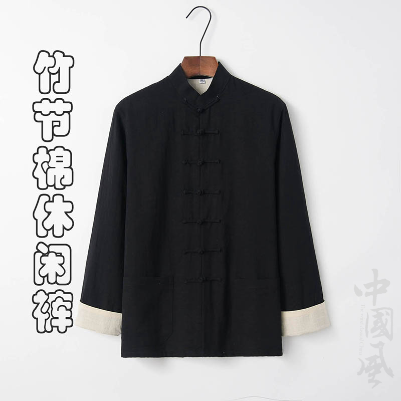 Thickened Warm Medium Aged Male Style Tang Dress Casual Dad Jacket Double tea Art Suit Thickened Jacket Tai Chi Fu