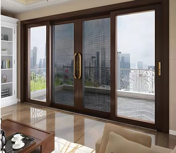 Titanium magnesium aluminum alloy balcony sliding door custom heavy-duty floor-to-ceiling windows kitchen living room compartment simple glass sliding door