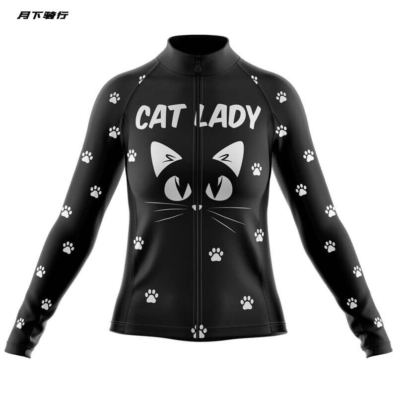 2021 Cute Cat Bike Clothing Hiking Bike Clothing Long Sleeve Blouse Blouse Blouse Spring Autumn Winter Riding Suit for men and women