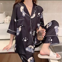 Japan new 2121 summer thread ice silk nightgown cute girl good night Princess pajamas female home clothes