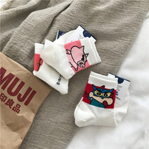 South Korea imported womens socks white cartoon socks Womens summer tube socks cartoon cute students pile socks on the street