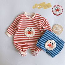 2021 spring children dress new Korean version of baby Sins cartoon bread CHAO Man long sleeve one-piece clothes climbing clothes