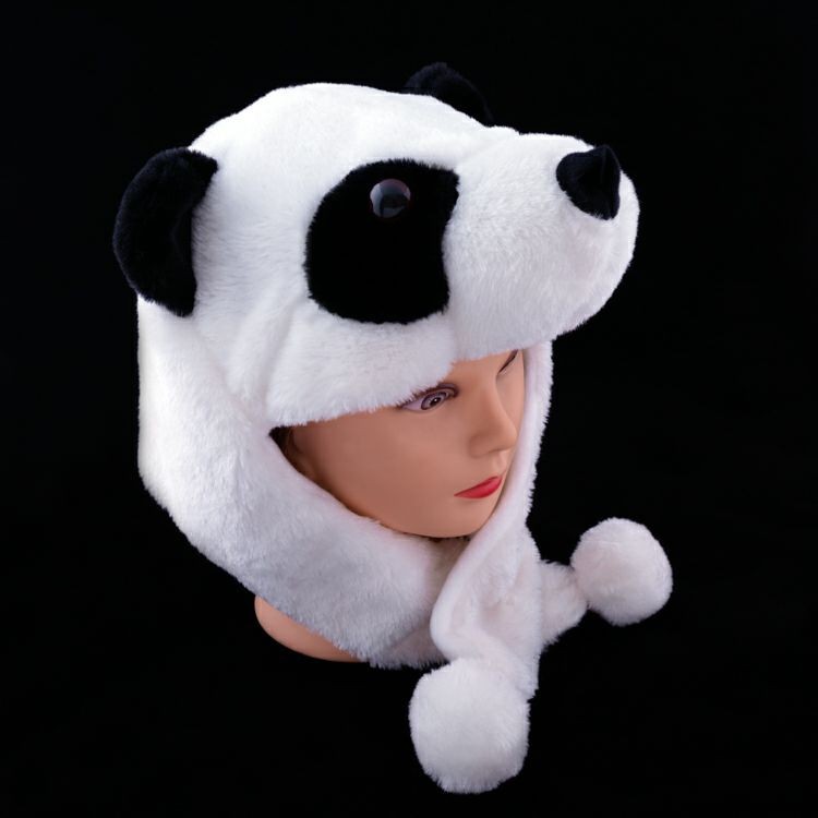 Han Edition Cartoon Cute Children Panda Hat Girl with Thickened Winter Style Boy Baby Protective Ear Cover Headcap Parent-child Cap