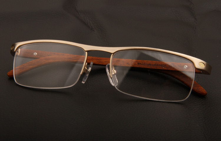Cao cấp gỗ rắn kinh doanh khung kính nam chân gỗ tự nhiên tinh khiết nửa khung quang 4581369 nam mắt kính gucci