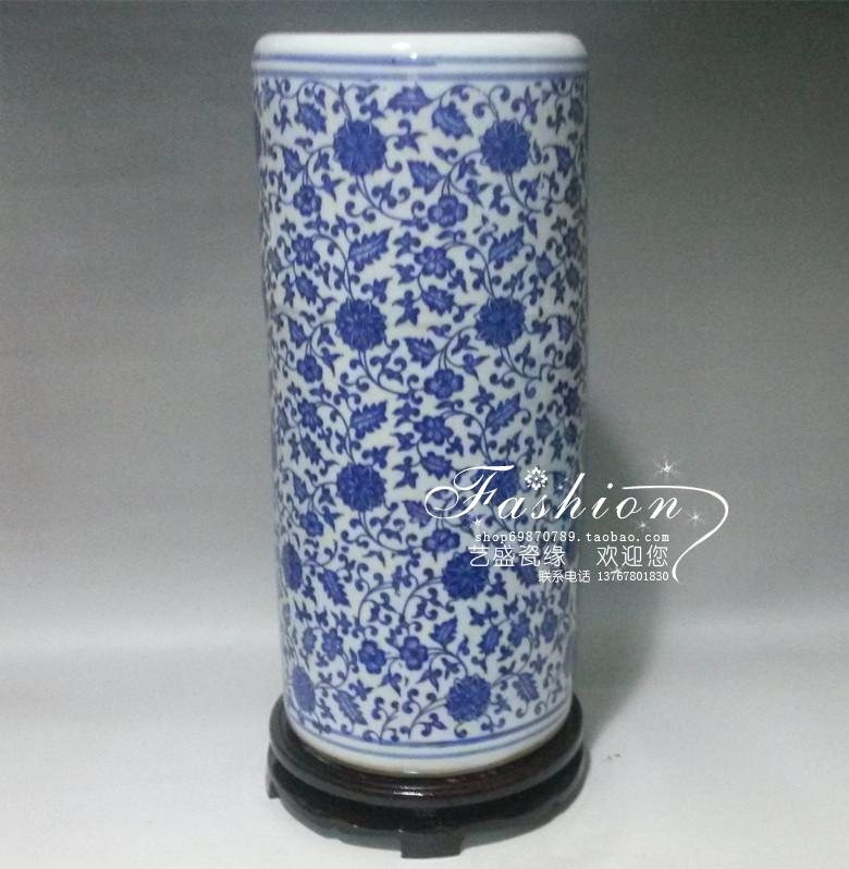 Jdz Jingdezhen Ceramic vase porcelain flower inserted Qingzao Porcelain Arrow Cylinder Landscape Book Character Painting Cylinder New Products Clear Bin-Taobao
