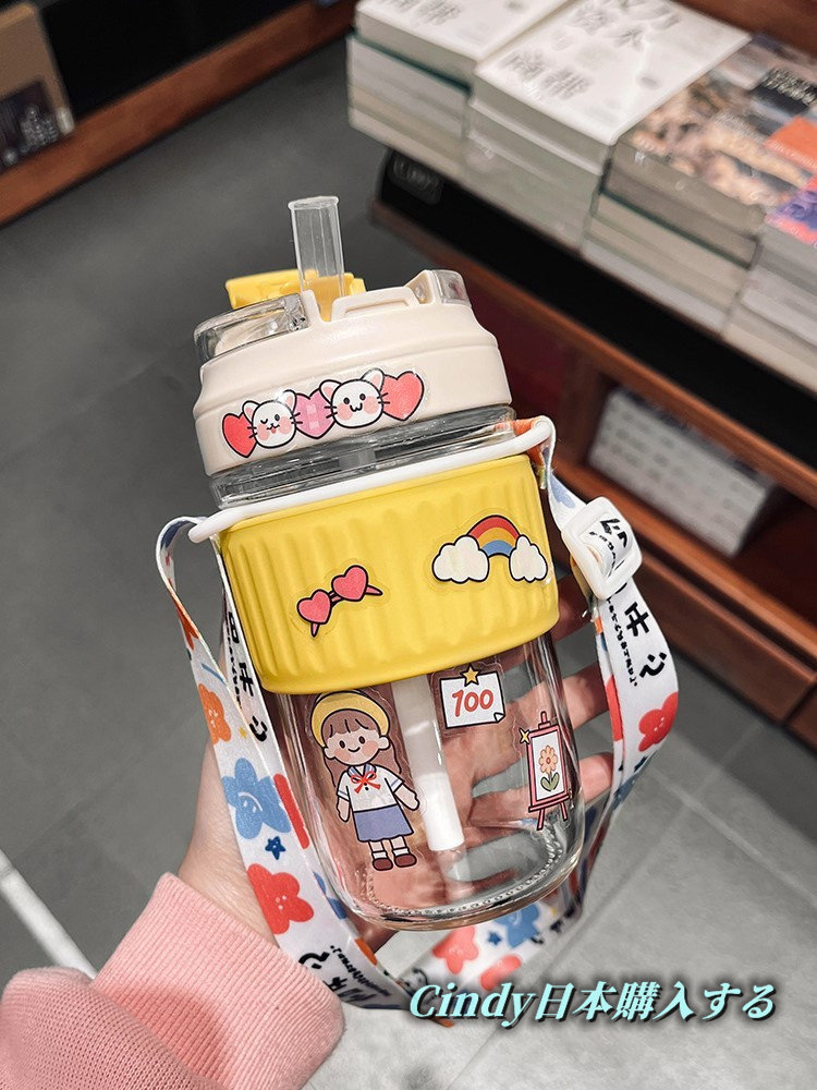 Japanese GP coffee cup accompanying glass female summer portable straw cup summer net celebrity high-value cup