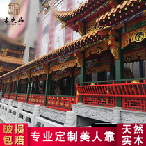  Dongyang wood carving beauty by railing solid wood outdoor Chinese garden promenade Temple antique building gazebo decoration