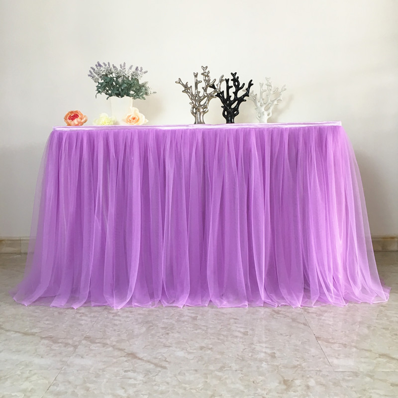 Wedding Celebration Dessert Table Decoration Table Cloth Sweet table Skirt Birthday Party Table Yarn Sign to Desk Skirt Fluffy