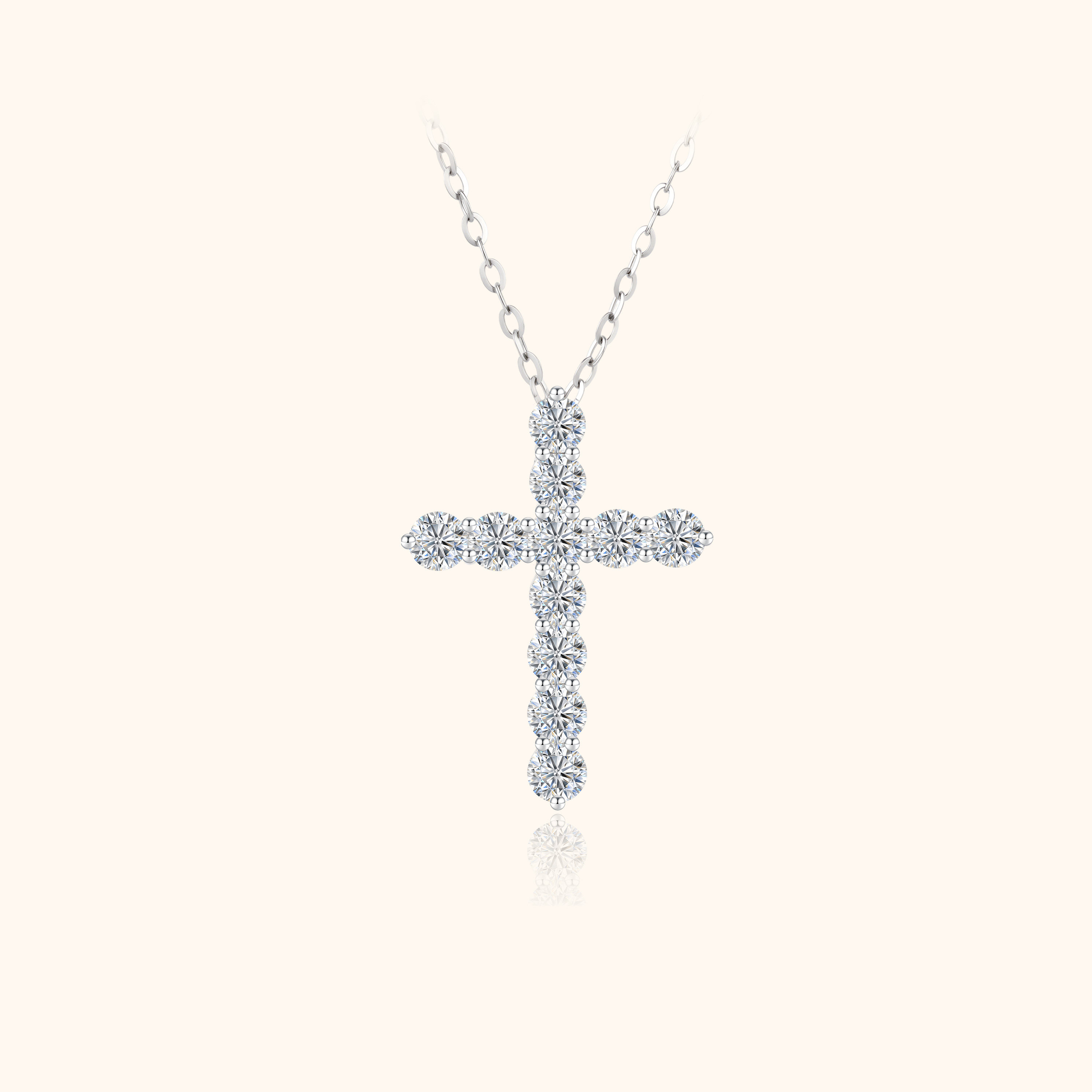 Carat Dream 18K Gold Platinum Cross Necklace with Cultured Diamond Pendant Set, Cristiano Ronaldo's Style