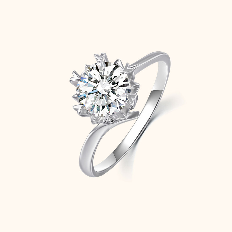 Carat Dream 18K Gold Platinum Pt950 Cultivated Diamond Henan Artificial Diamond Snowflake Twist Arm Diamond Ring