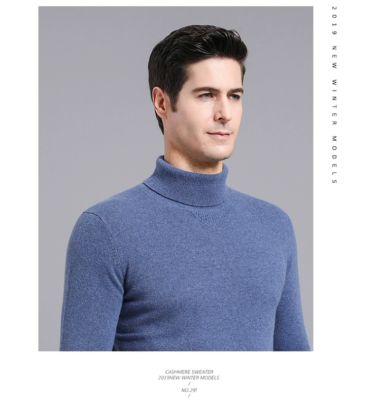 100% áo len cashmere nam mùa thu / đông 2019 áo len màu rắn nam áo len mỏng áo len cashmere - Áo len cổ tròn