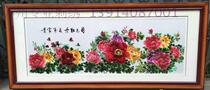 Suzhou embroidery painting soft framed finished decorative painting Hanging gift National color Heavenly fragrance flower blooming rich peony flower living room