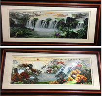 Suzhou embroidery machine embroidery has a long history Living room decorative painting landscape background wall Su embroidery gift Defeng finished product