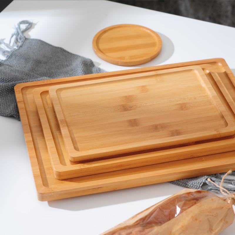 Nhật Bản phong cách khay gỗ hình chữ nhật hộ gia đình tấm gỗ rắn đĩa tròn đĩa gỗ bánh mì nước thủy tinh tấm tấm ăn tối - Tấm