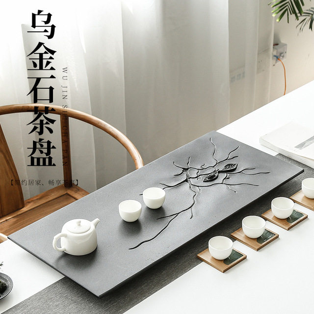 Uginshi Tea Tray Household Whole of natural real stone size No. stone disc minimalist light and luxurious modern drainage type tea table