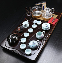 Ebony Wood tea tray tea set household light luxury living room simple tea ceremony set fully automatic one tea table