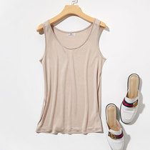 Exported Japanese ladies solid color silk sleeveless wide shoulder round neck vest inside wear base shirt yoga undershirt
