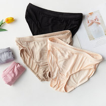 True silk mid-waist underpants big code wrapping edge triangle pants crotch unclamping hip shorts pure color big code no-card crotch bag hip bottom pants