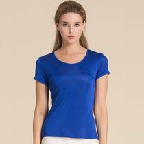 2021 autumn-style double-sided genuine silk short sleeve T-shirt woman round collar bottom-shirt mulberry silk pure-coloured knitted blouse half-sleeve shirt