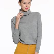 Spring and Autumn Thin Loose High Neck Silk Cashmere Joker base shirt Pullover Long Sleeve Top Solid Color Warm Knitting