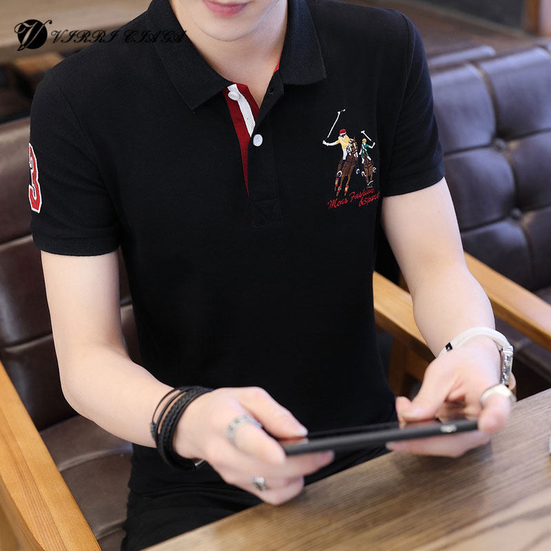 Summer men's short-sleeved T-shirt 2020 new cotton trend casual lapel embroidery personality Ralph Lauren polo polo shirt men
