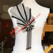 Black and white handmade nail beads flow Su great flower DIY headscarf decoration beads coat with great coat jacket suit for clothes accessories