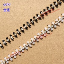 DIY hat rhinestone chain gold double-row black beaded chain sandals orb sweater skirt collar hand sewing drill