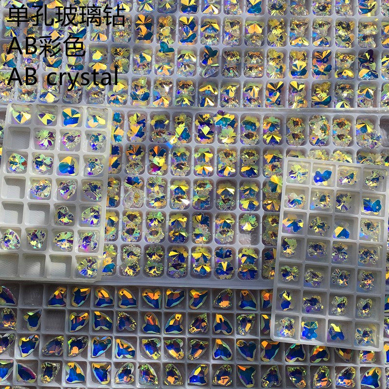 DIY Ornament Pendant Glass Drilling Butterfly Peach Hearts Snowflake Small Bear Shaped Decorative Drill AB Color Out Shoes Cap Drill