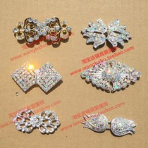 AB color rhinestone pair Button gold fan rhinestone buckle flower pair Button small coat cardigan shawl trim buckle
