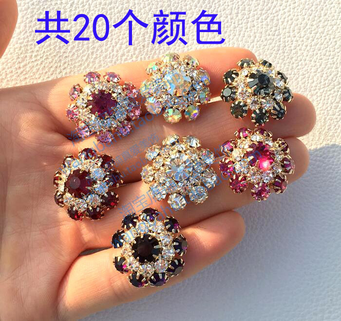 Pink rose red Green gray black purple yellow sunflower rhinestone buckle Hand-sewn jacket buckle cardigan shoes decorative diamond buttons