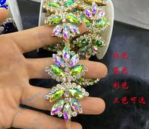 Hyun flash green blue red black AB color bow rhinestone chain Golden DIY costume dress sandals decoration Diamond