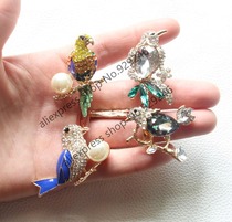 Fashionable bird parrot rhinestone corsage golden pin clothing blazer coat coat decoration corsage shawl buckle