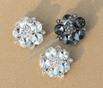28mm crystal flower diamond buckle jacket decorative buckle mink coat button high grade diamond buckle Gray gemstone button