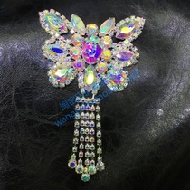 Bow tassel drill gold AB color DIY belly dance clothes corset hat decoration hand-stitched glass drill applique
