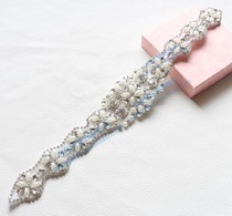 Super long handmade nail beads bridal wedding headgear rhinestone accessories inlaid pearl glass diamond flower evening dress drill decoration