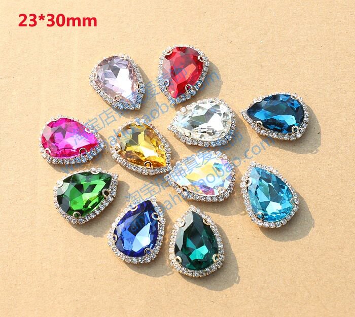 Large Water Drop Shaped Gem Glass Drill Hand Sewn Ear Claw Drill DIY wedding dress Belly Leather Dance Suit Drill Shoe Head Patch Drill