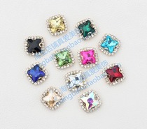 18mm square crystal glass diamond flower gold hand seam ear claw drill anti scratch DIY headwear clothes shoes and hats drill