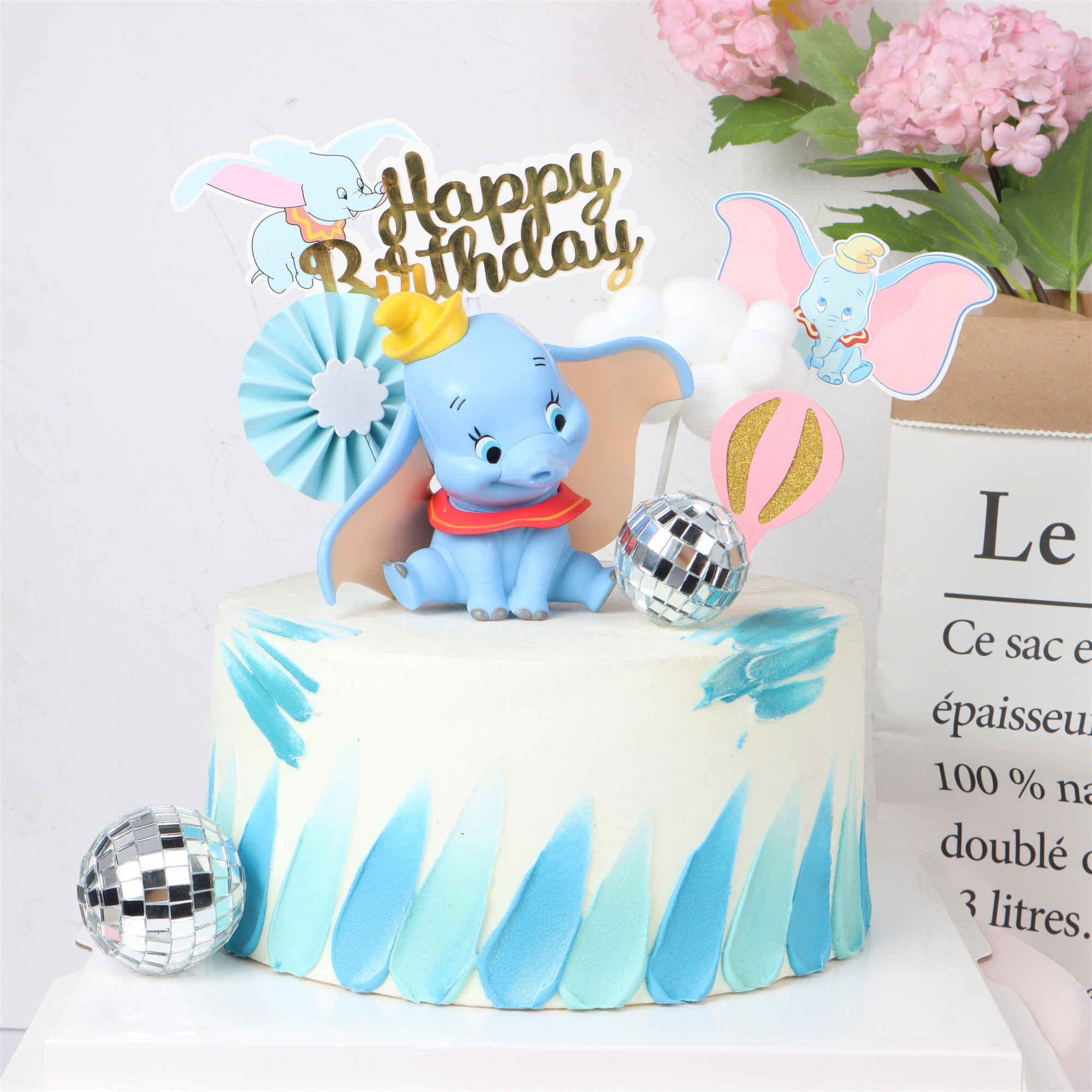 Baking Cake Small Flying Elephant Decoration Cute Type Loving Doll Small Elephant Swing Piece Children Birthday Scenario Cake Placement