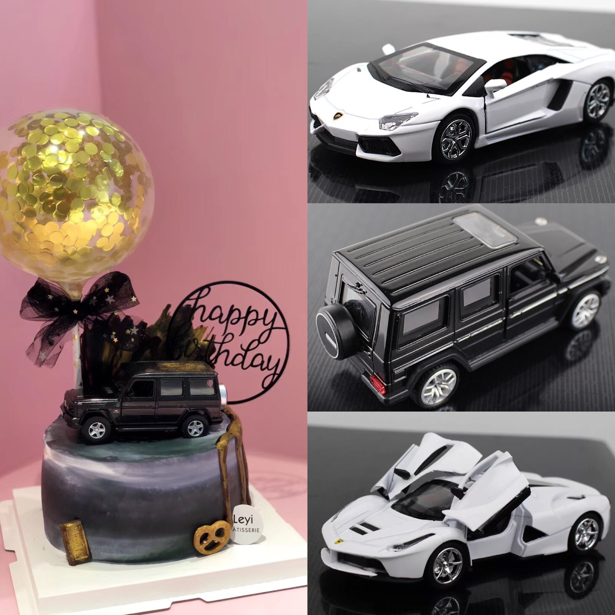 Net red car series cake decorations, flags, card decorations, big G Jeep classic car cake decorations