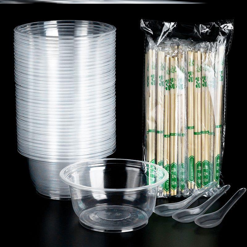 Disposable Bowls and Chopsticks, Thickened Plastic Bowls, Takeaway Fast Food Boxes, Transparent Household Small Lunch Boxes, Round Soup Bowls, Rice Bowls Disposable Bowls and Chopsticks, Thickened Plastic Bowls, Takeaway Fast Food Boxes, Transparent Household Small Lunch Boxes, Round Soup Bowls, Rice Bowls