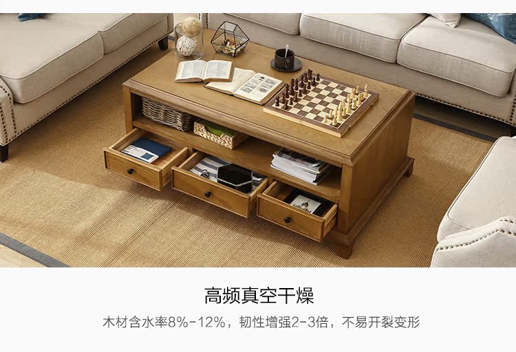Nội thất rất nhà Mỹ Bàn cà phê gỗ rắn Phòng khách đơn giản Bàn cà phê Tủ kết hợp tủ bàn ghế Châu Âu Bàn cà phê - Bàn trà bàn sofa mặt đá