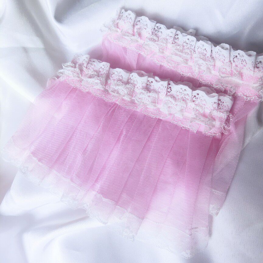 Full cloth Princess lace lace lace-white blue and purple-pink curtain tied with curtain curtain