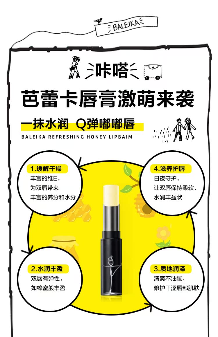 Thẻ ba lê Fresh Honey Lip Balm Đàn ông và phụ nữ Lip Balm Không màu dưỡng ẩm Desalination Môi Chống nứt 3,5g - Son môi 3ce cloud lip tint